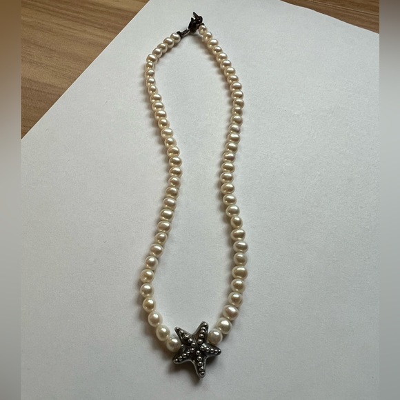 Freshwater Pearl Necklace w/ Silver Starfish - Picture 9 of 14